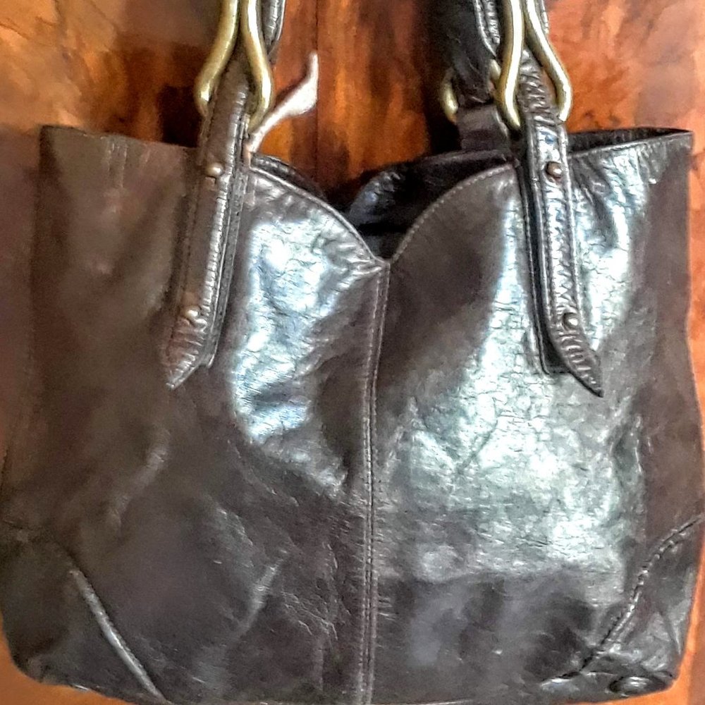 Dark  brown Vintage/distressed leather tote